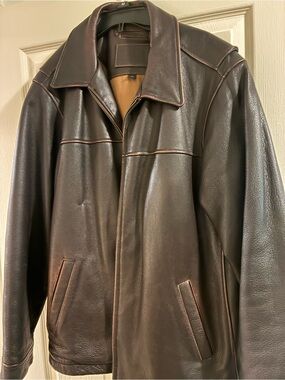 Sonoma Dark Brown Leather Bomber Jacket